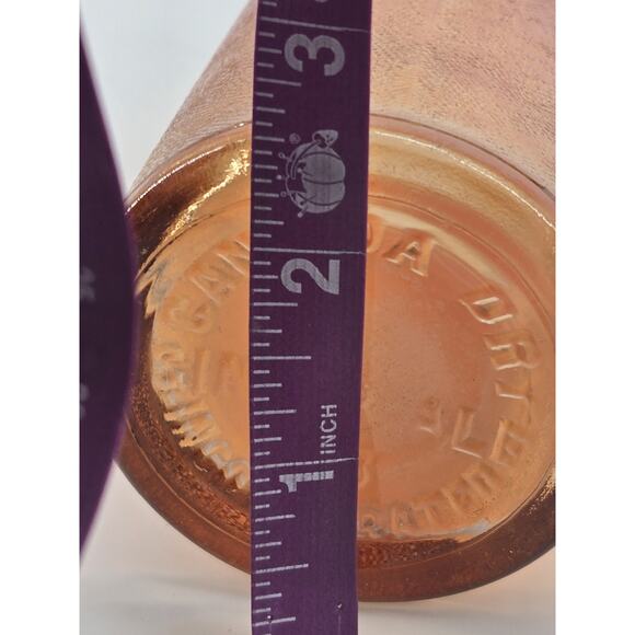 2 Vintage 1930s Marigold Carnival Glass Canada Dry Iridescent Bottles - Picture 10 of 14